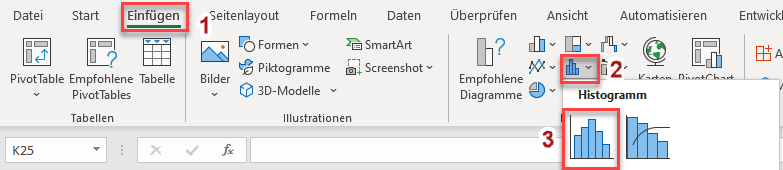 test auf normalverteilung histogramm einfuegen excel 365