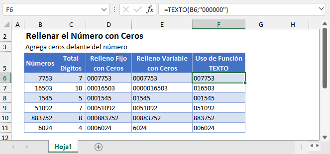 Agregar Ceros a la Izquierda en Excel y Google Sheets