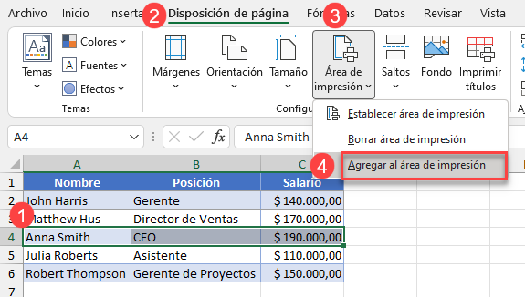Agregar Rango al Área de Impresión