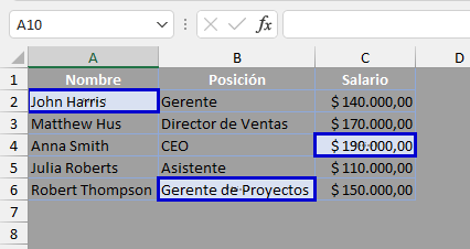 Área de Impresión en Rangos No Adyacentes Establecida