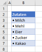 Aufzaehlungspunkte in Excel hinzufuegen