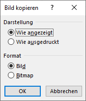 Auswahl als Bild kopieren Optionen