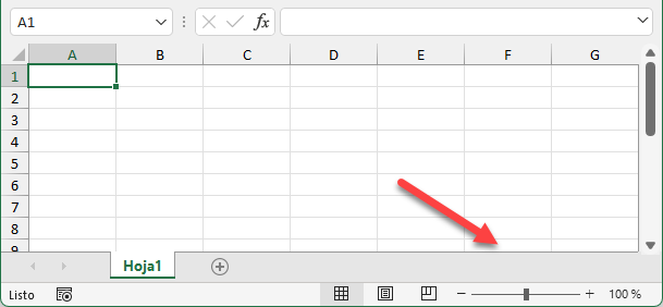 Barra de Desplazamiento Horizontal Oculta en Excel