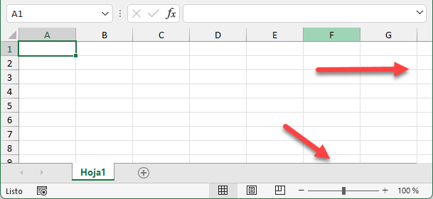 Barras de Desplazamiento Horizontal y Vertical Ocultas en Excel