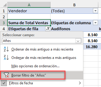 Borrar Filtro de Años