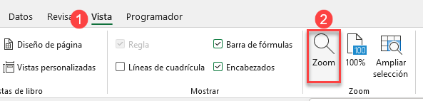 Comando Zoom Menú Vista