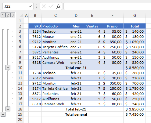 Cómo Agregar una Fila Total o Subtotal a una Tabla en Excel