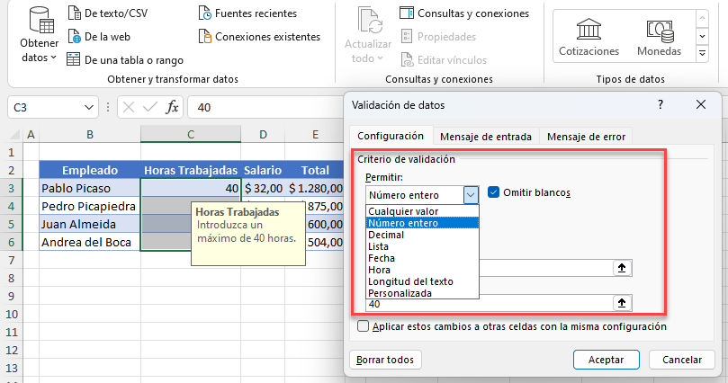 Cómo Cambiar la Validación de Datos en Excel y Google Sheets