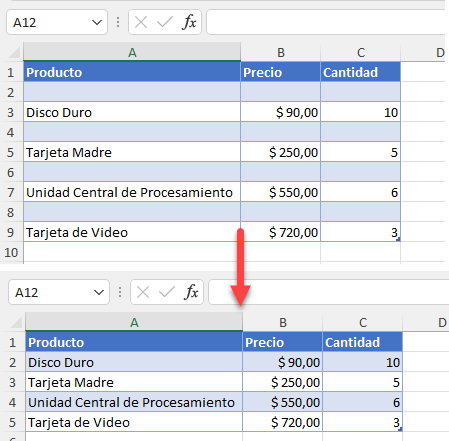 Cómo Eliminar Filas Con Celdas en Blanco en Excel y Google Sheets