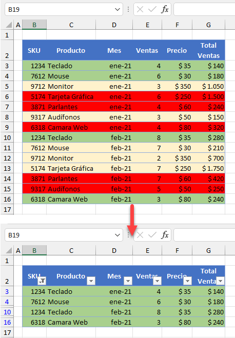 Cómo Filtrar por Color en Excel y Google Sheets