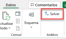 Complemento Solver en Excel