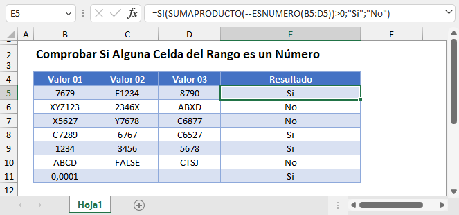 Comprobar si Alguna Celda del Rango es un Número Excel y Google Sheets