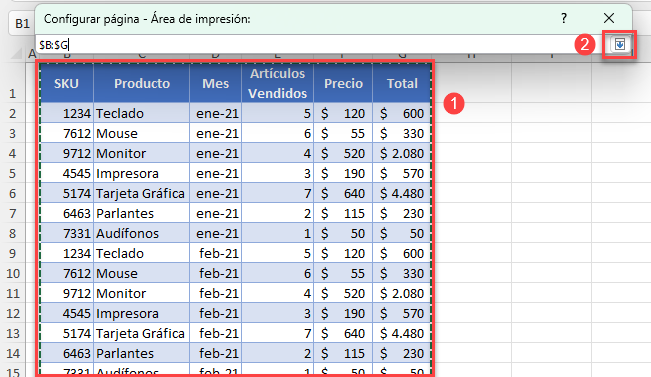 Configurar Área de Impresión en Excel