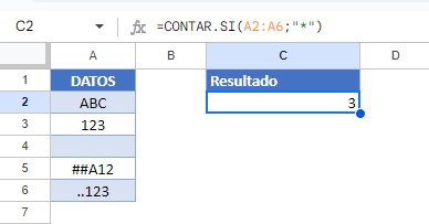 Contar Celdas con Cualquier Texto en Google Sheets