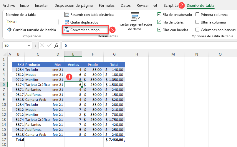 Convertir Tabla en Rango de Datos