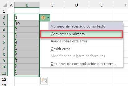 Convertir Valores Almacenados como Texto en Número