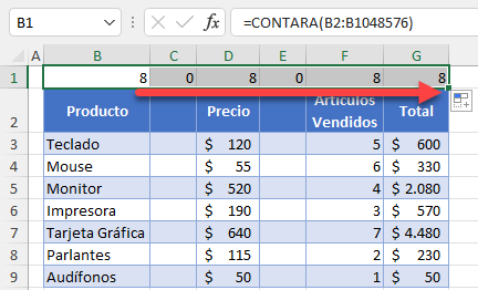 Copiar Fórmula CONTARA