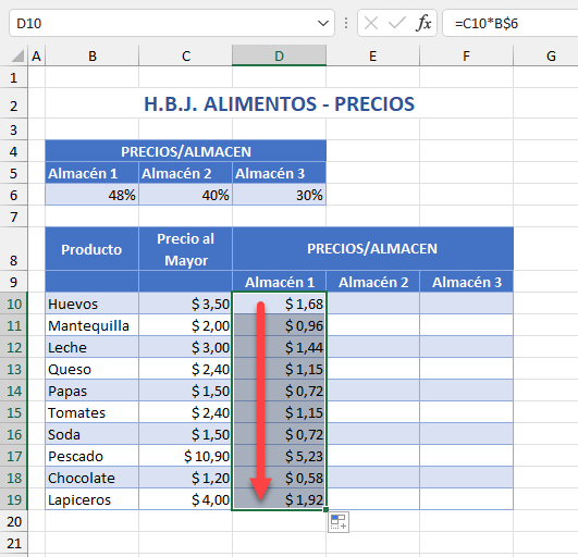 Copiar Fórmula con Referencia Mixta