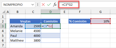 Datos Ejemplo Referencia Absoluta en Excel