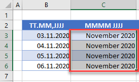 Datum in MMMM JJJJ Formatierung