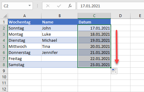 Datums oder Monatsangaben automatisch ausfuellen