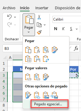 Dividir Columna con Pegado Especial