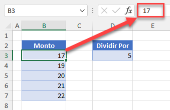 División Realizada con Pegado Especial