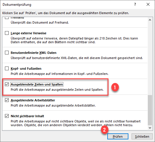 Dokumentüberprüfung in Excel