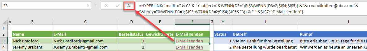 E Mail mit Formel senden freundlicher Name