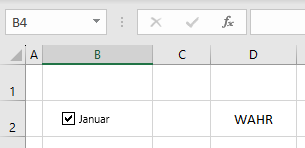 Einzelnes Kontrollkaestchen in Excel