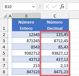 Ejemplo Mover Decimales