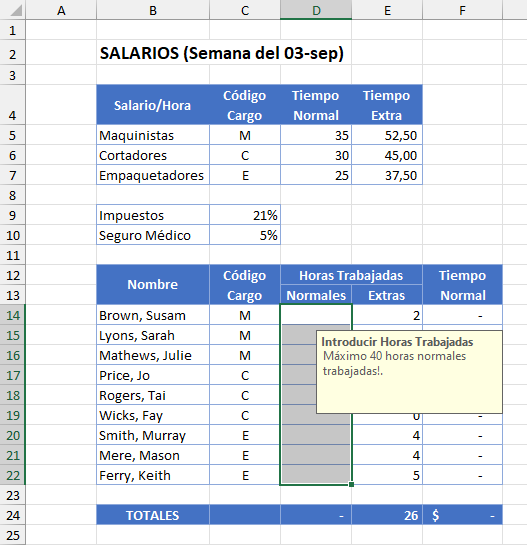 Ejemplo de Datos Pegados Encima de la Validación