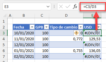 Error División por Cero