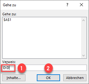 Excel Funktion Gehe zu Spalte