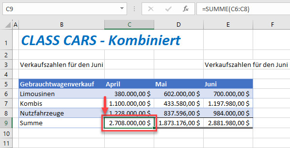 Excel Funktion Gehe zu abhaengigen Zellen Ergebnis