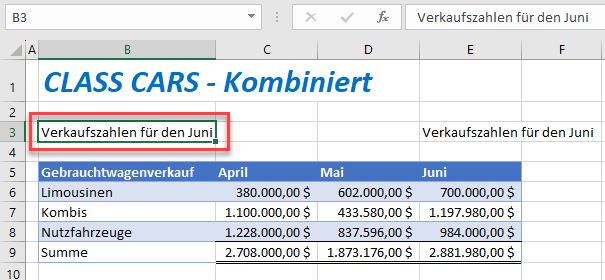 Excel Funktion Gehe zu zwischen Formeln & Quelldaten Ergebnis