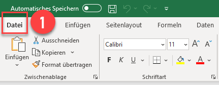 Excel Hauptregisterkarte Datei oeffnen