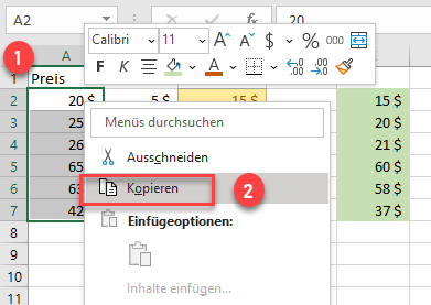 Excel Zellenbereich kopieren