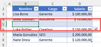 Fila Agregada en Tabla