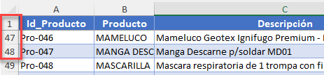 Fila Superior Inmovilizada en Excel