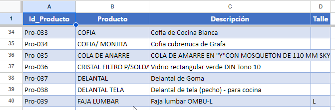 Fila Superior Inmovilizada en Google Sheets