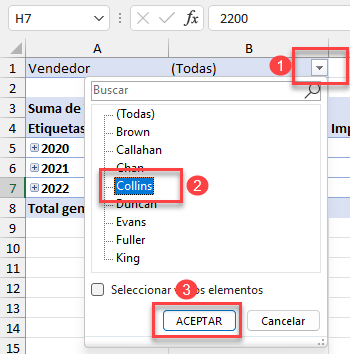 Filtrar Tabla Dinámica