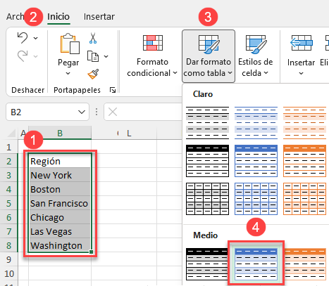 Formatear Como Tabla en Excel