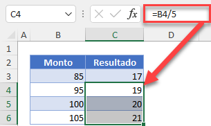 Fórmula Dividir con Referencia Copiadas en Excel