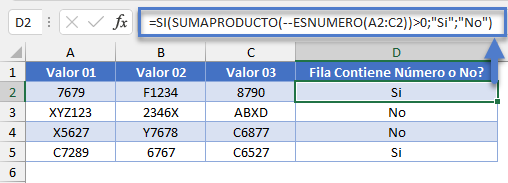 Funciones SI SUMAPRODUCTO ESNUMERO