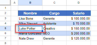 Insertar Fila en Medio de Tabla en Google Sheets