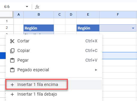 Insertar Filas en Google Sheets