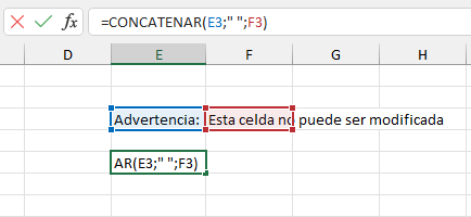 Insertar Función CONCATENAR en Celda