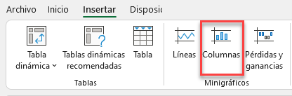 Insertar Minigráficos de Columna en Excel