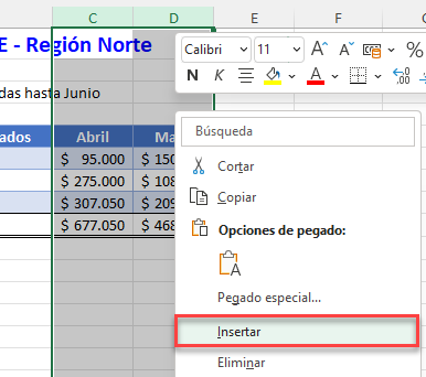 Insertar Varias Columnas Adyacentes con Botón Derecho del Mouse